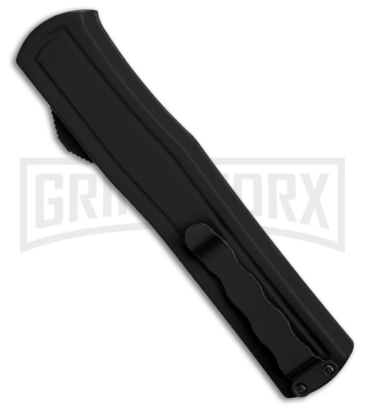 AKC F-20 D/A Dagger Black Aluminum OTF Automatic Knife - Two Tone Plain - Image 3