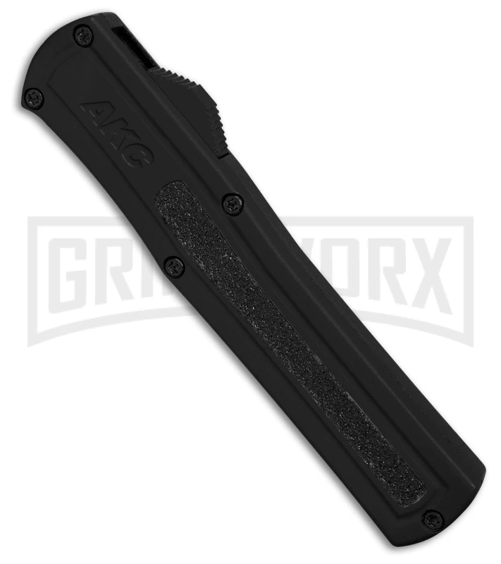 AKC F-20 D/A Dagger Black Aluminum OTF Automatic Knife - Two Tone Plain - Image 2