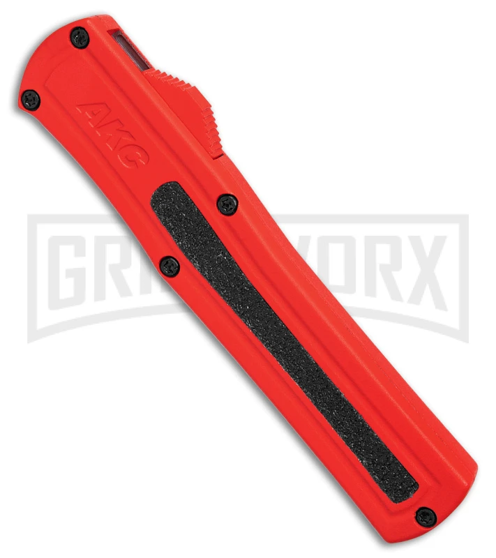 AKC F-20 D/A Dagger Dark Red Aluminum OTF Automatic Knife - Two Tone Plain - Image 2