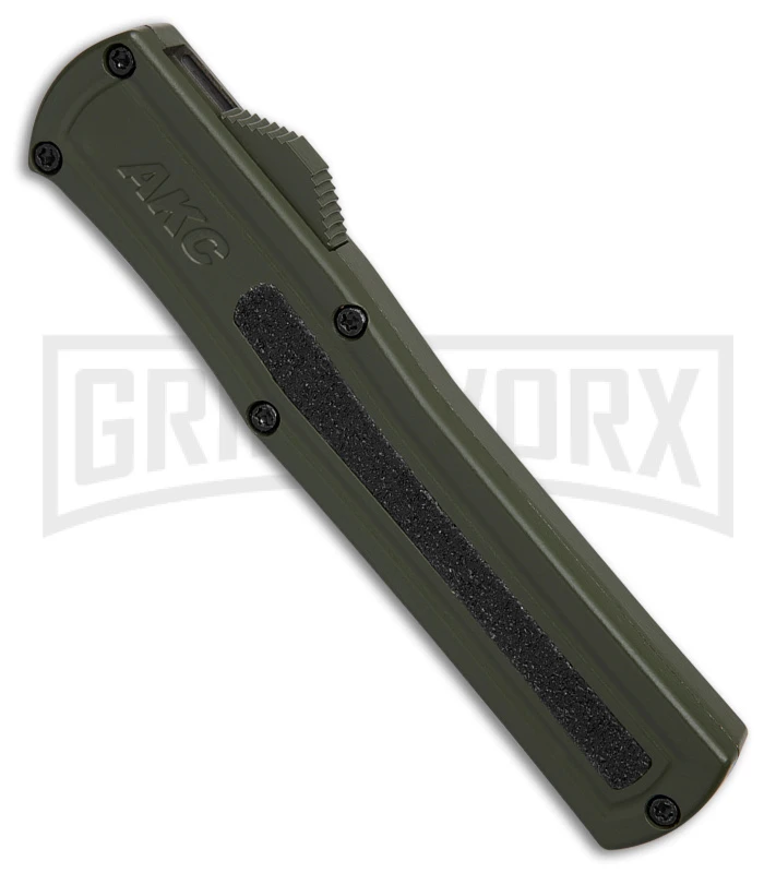AKC F-20 D/A OTF OD Green Aluminum Automatic Knife - Satin Plain - Image 2