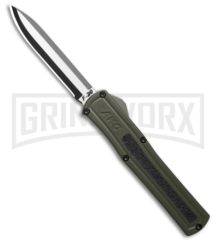 AKC F-20 OD Green D/A OTF Automatic Knife - Two-Tone Plain
