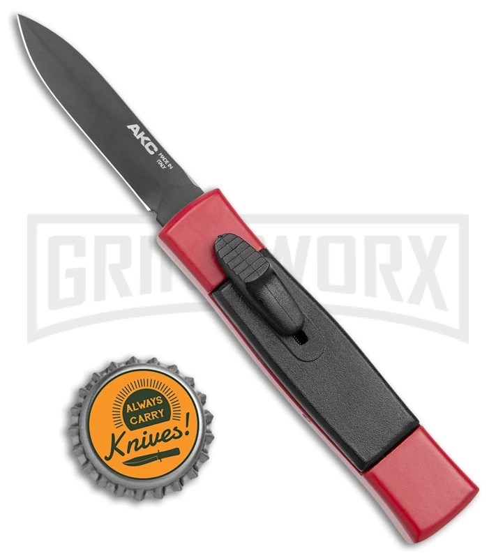 AKC Minion Concord Red/Black OTF Automatic Knife - Black Plain - Image 4