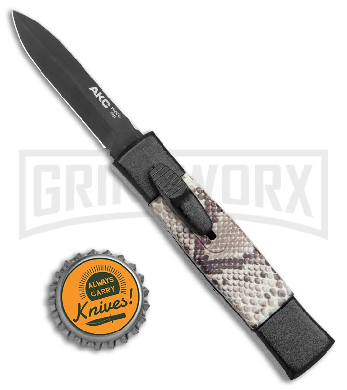 AKC Minion Concord Snake Skin OTF Automatic Knife - Dagger Black Plain - Image 4