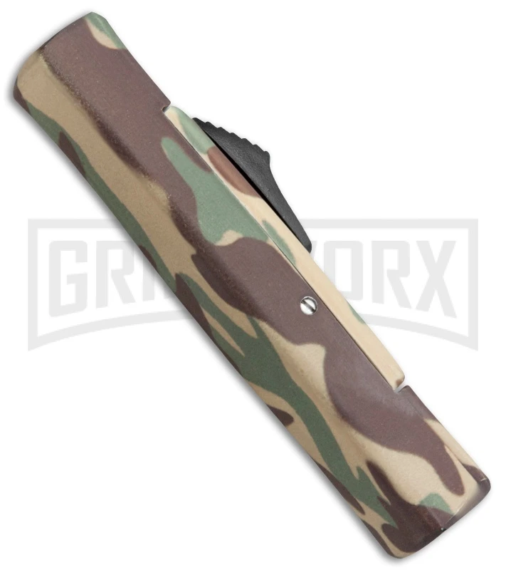 AKC Minion Concord Green Camo OTF Automatic Knife - Flat Gold Plain - Image 3