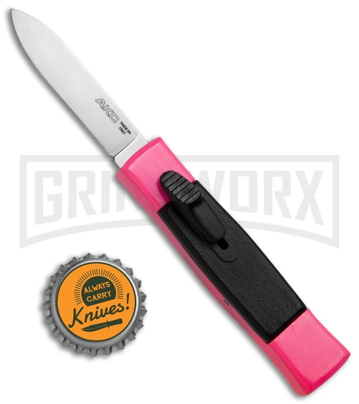 AKC Minion Concord Hot Pink OTF Automatic Knife - Flat Satin Plain - Image 4
