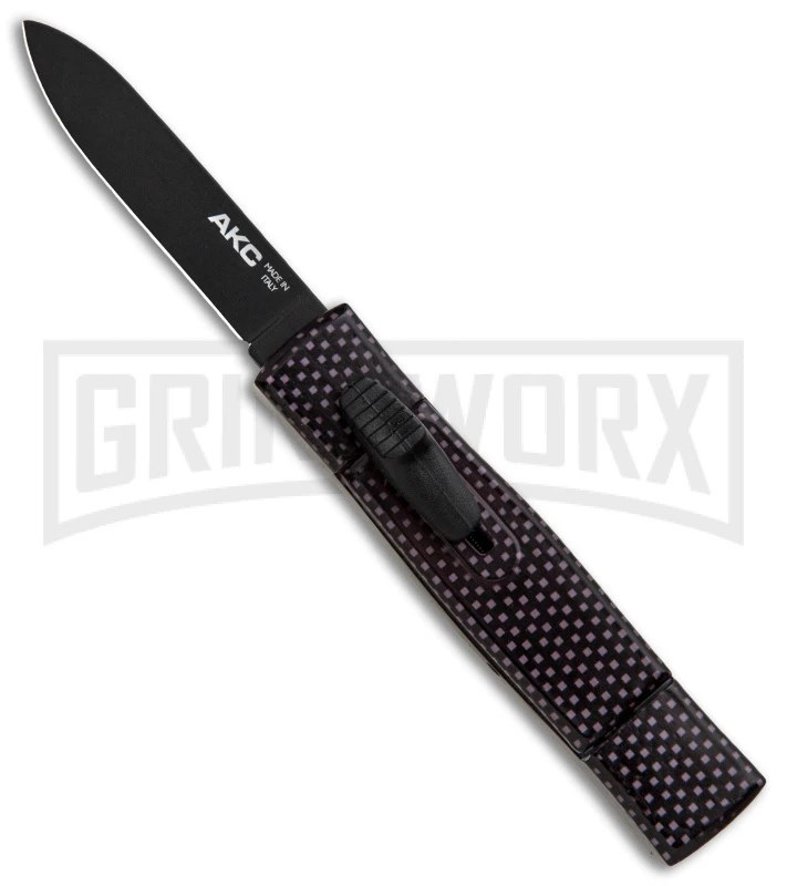 AKC Minion Concord Sim Carbon Fiber OTF Automatic Knife - Black Flat