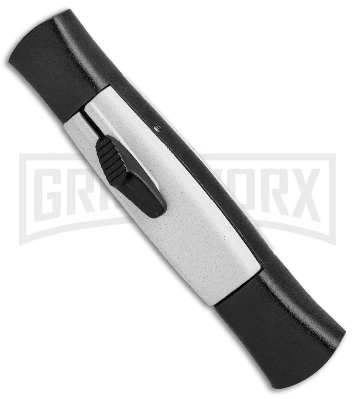 AKC 077 Concord Black/White OTF Automatic Knife - Flat Satin Plain - Image 2