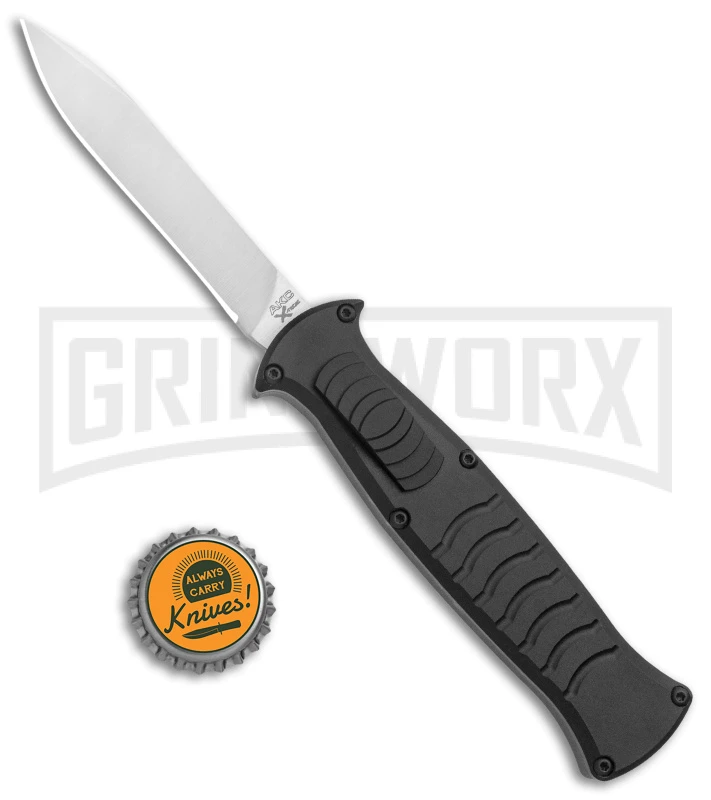 AKC X-treme EVO Black OTF Automatic Knife W/ Pocket Clip - Satin Plain - Image 4