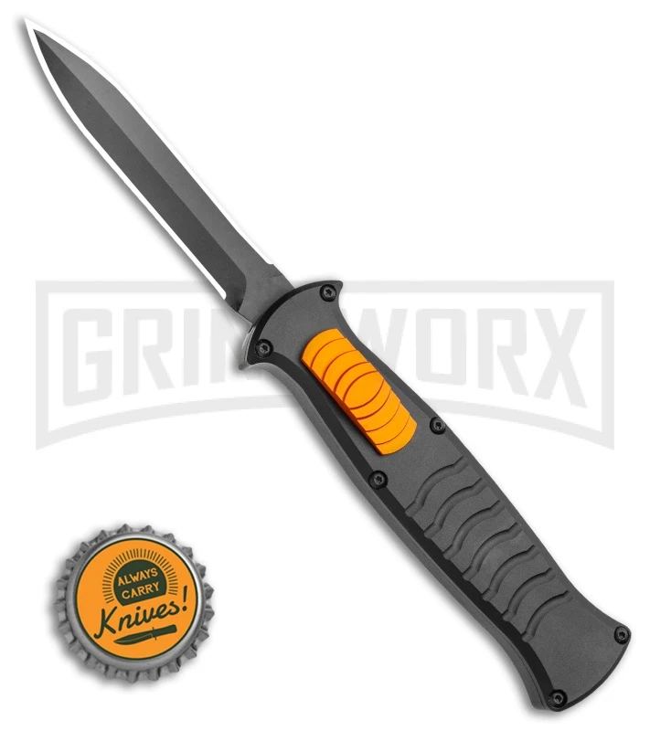 AKC X-treme EVO Black / Orange Slide OTF Automatic Knife - Black Plain Dagger - Image 4