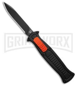 AKC X-treme EVO R Black Aluminum/Orange Slide OTF Automatic Knife - Black Plain