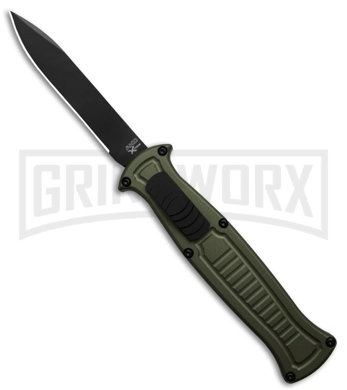 AKC X-treme EVO R Green Aluminum OTF Automatic Knife - Black Plain