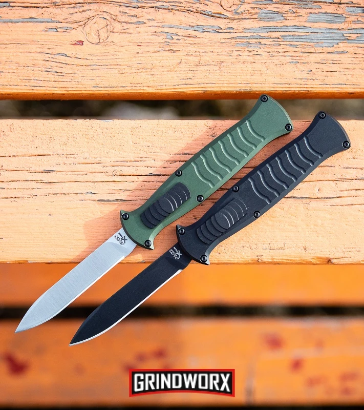 AKC X-treme EVO Black OTF Automatic Knife W/ Pocket Clip - Black Plain - Image 5