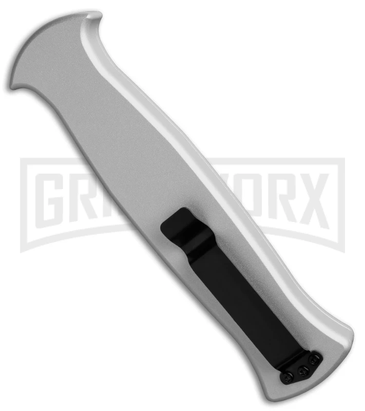 AKC X-treme EVO R Silver Aluminum OTF Automatic Knife - Black Plain - Image 3