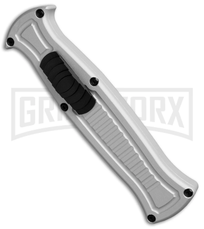 AKC X-treme EVO R Silver Aluminum OTF Automatic Knife - Black Plain - Image 2