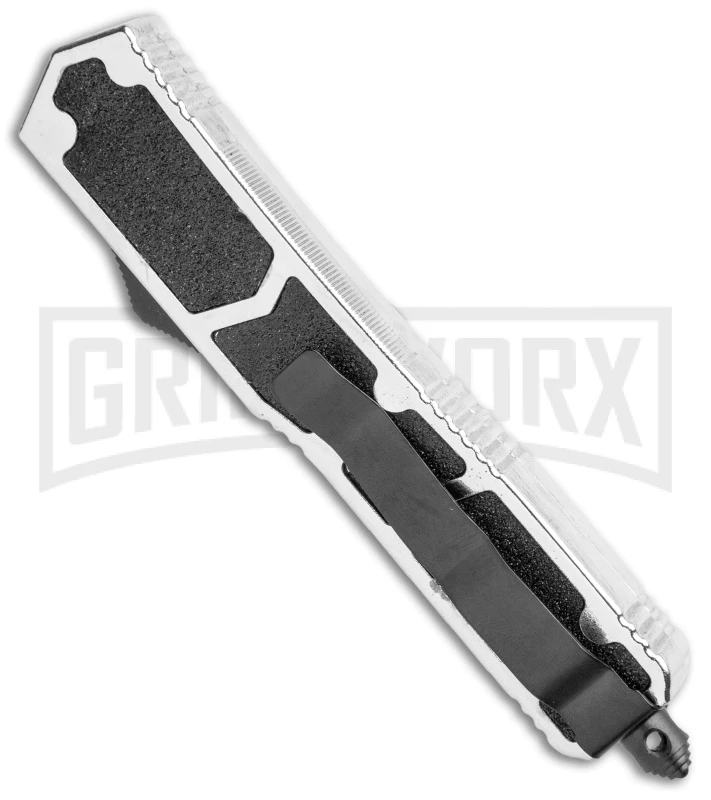 Atomic Slim Dagger Silver OTF Automatic Knife - Two Tone Plain - Image 3