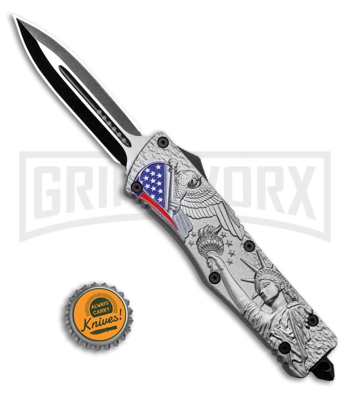 Atomic Defender Large OTF Automatic Knife American Liberty - Two Tone Dagger - Image 4