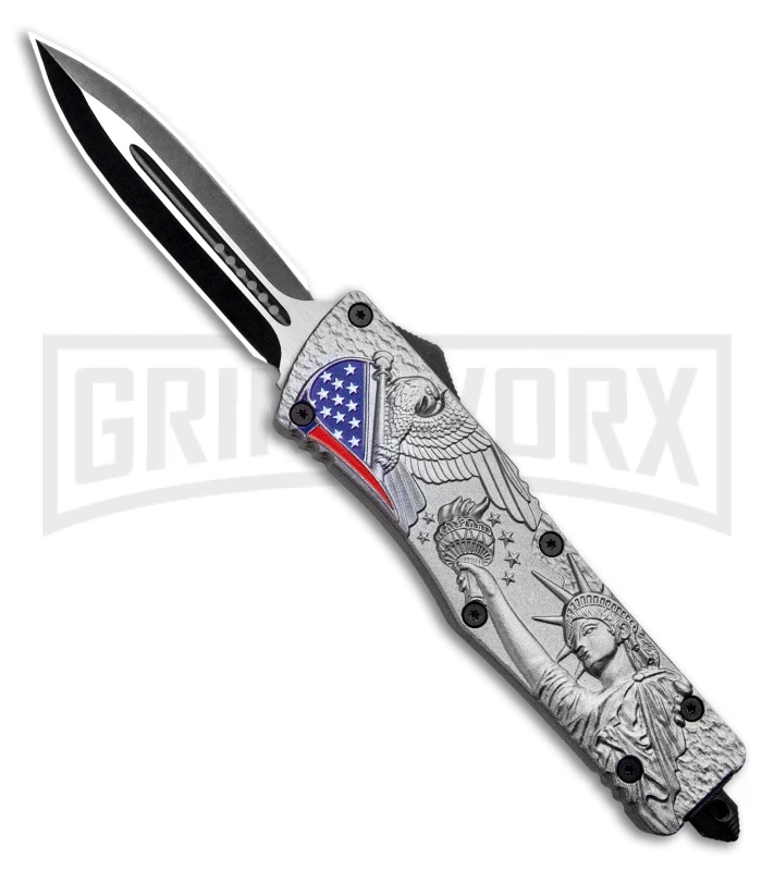 Atomic Defender Large OTF Automatic Knife American Liberty - Two Tone Dagger