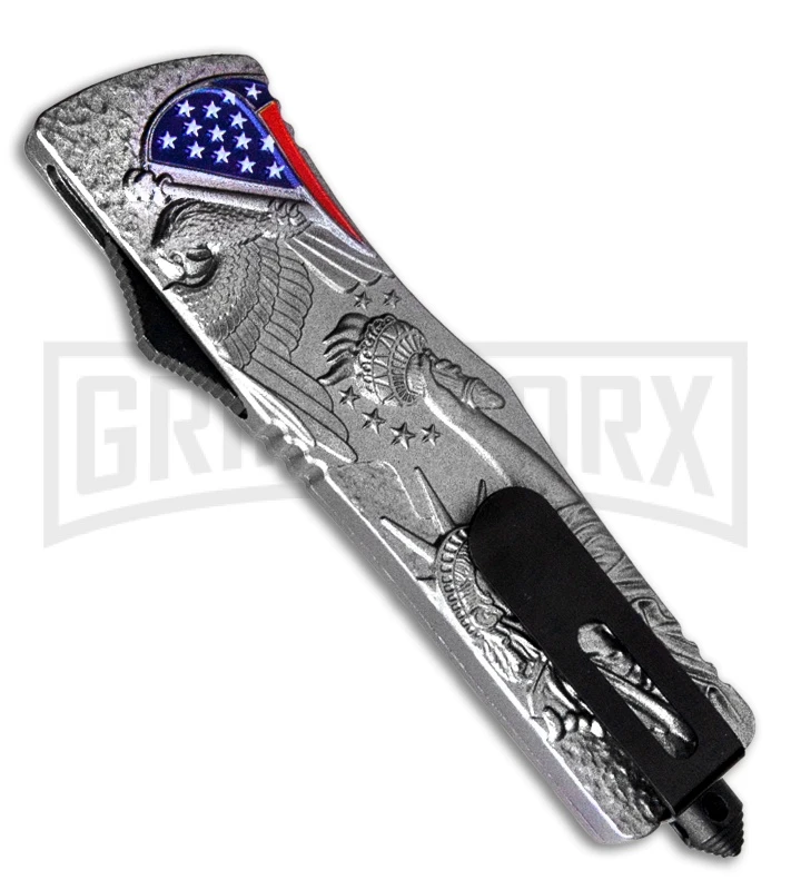 Atomic Defender Large OTF Automatic Knife American Liberty - Two Tone Dagger - Image 3