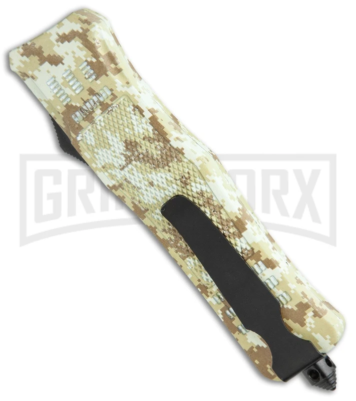 Atomic Defender Large OTF Automatic Knife Tan Digi Camo - Serr Two Tone Drop - Image 3