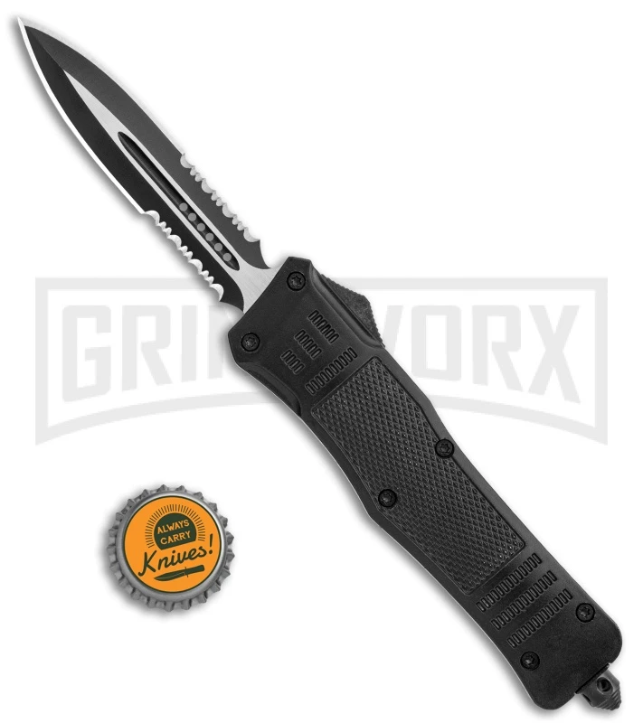 Atomic Defender Large OTF Automatic Knife Black - Serr Two Tone Dagger - Image 5