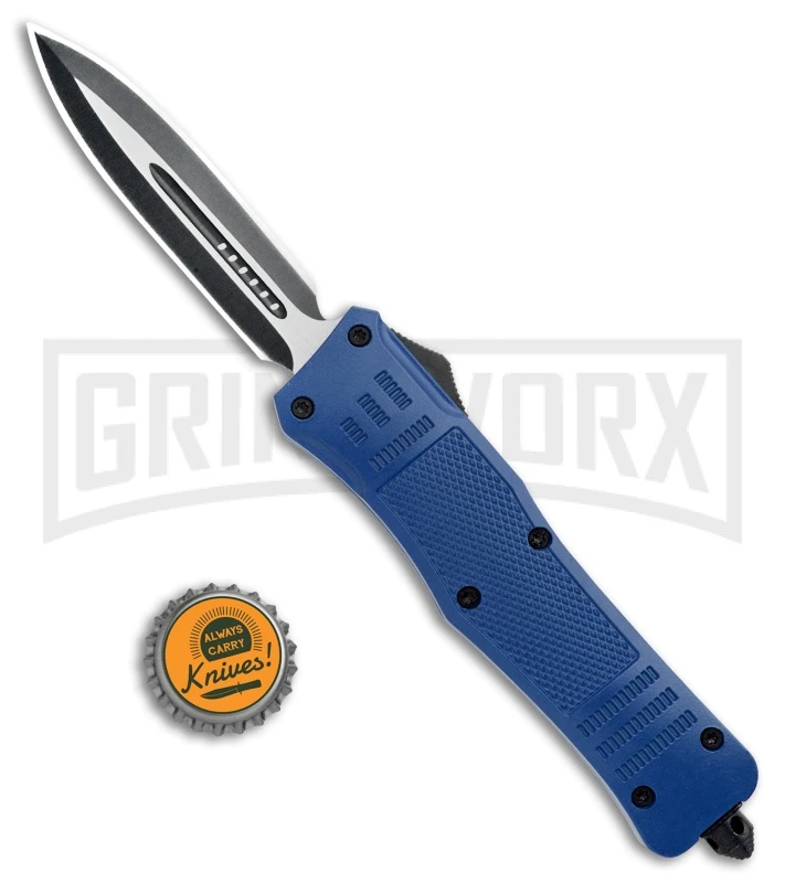 Atomic Defender Large OTF Automatic Knife Blue - Two Tone Dagger - Image 5
