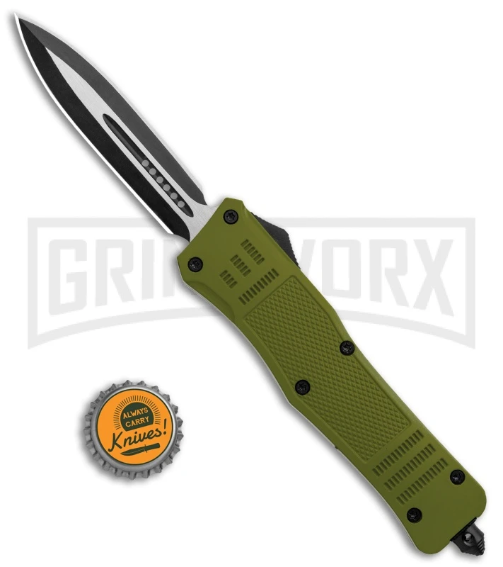 Atomic Defender Large OTF Automatic Knife OD Green - Two Tone Dagger - Image 5