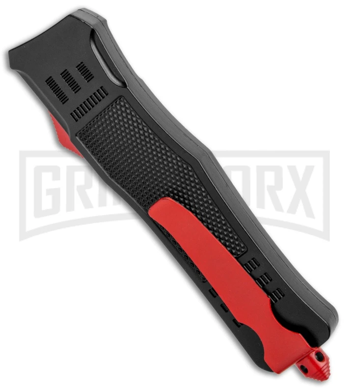 Atomic Defender Large OTF Automatic Knife Black - Red Two Tone Dagger - Image 3
