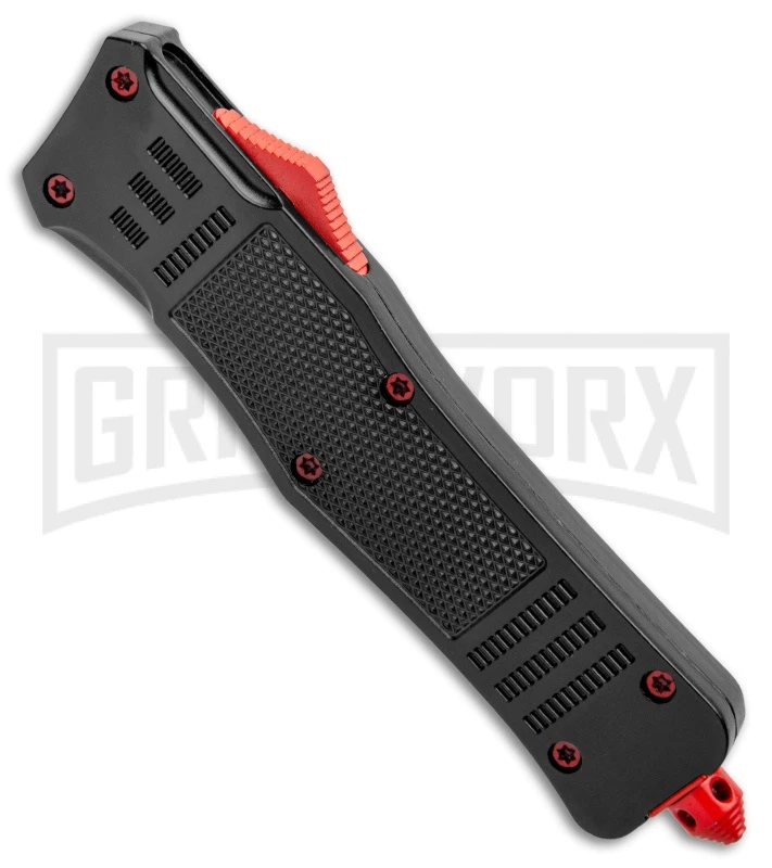 Atomic Defender Large OTF Automatic Knife Black - Red Two Tone Dagger - Image 2