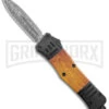 Atomic Defender Large Black/Sim Wood OTF Auto Knife - Dagger Damascus Plain