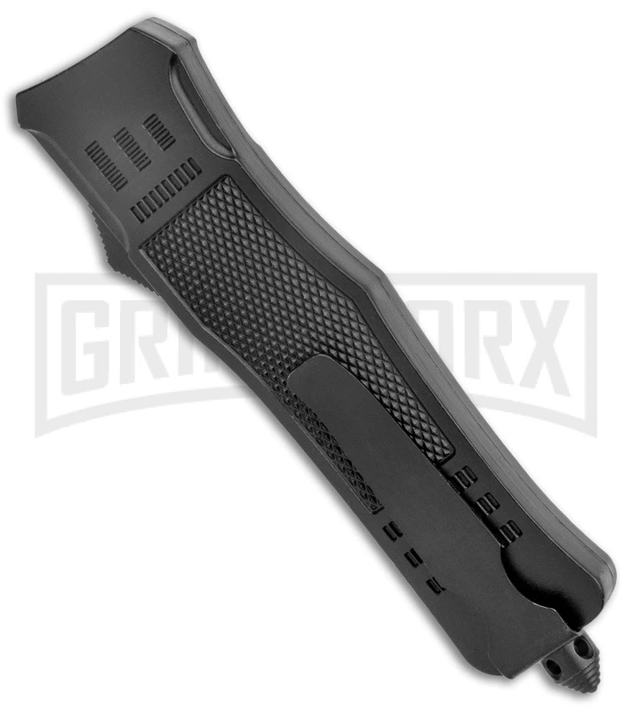 Atomic Defender Large Drop Point Black OTF Automatic Knife (3.875" Damascus) - Image 3