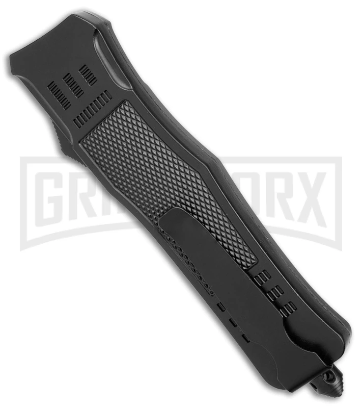 Atomic Defender Large Black Aluminum OTF Automatic Knife - Two Tone Recurve - Image 3