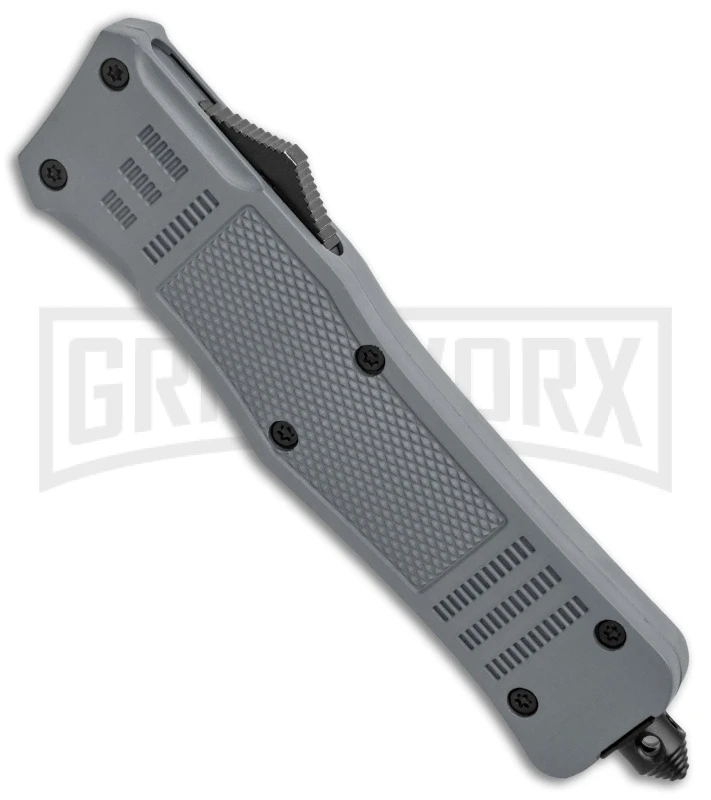 Atomic Defender Large OTF Automatic Knife Gray - Two Tone Tanto - Image 2