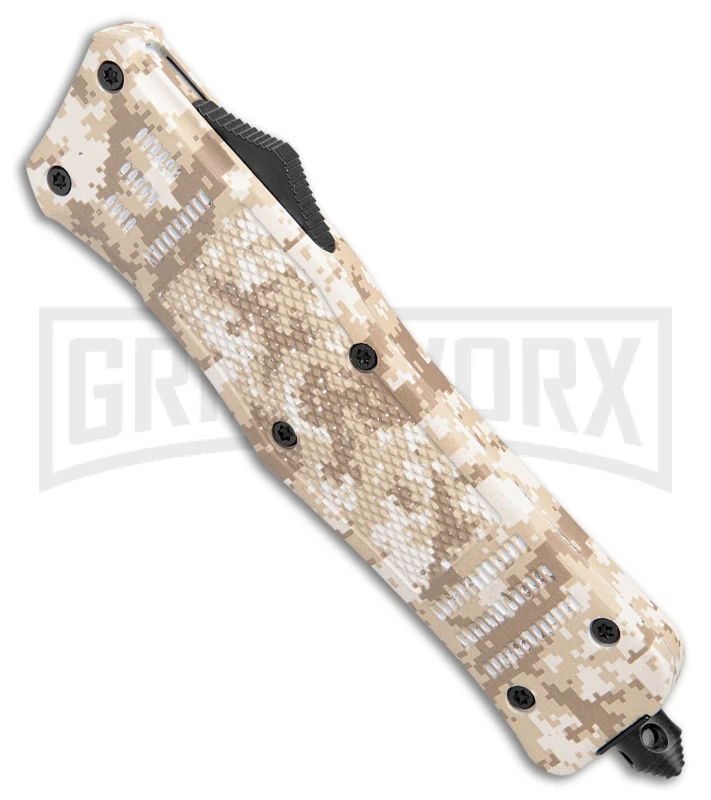 Atomic Defender Large OTF Automatic Knife Tan Digi Camo - Two Tone Drop Point - Image 2