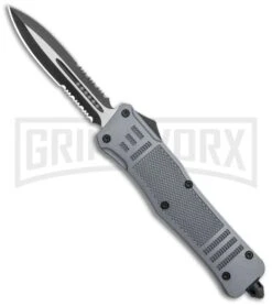 Atomic Defender Large OTF Automatic Knife Gray - Two Tone Serr Dagger