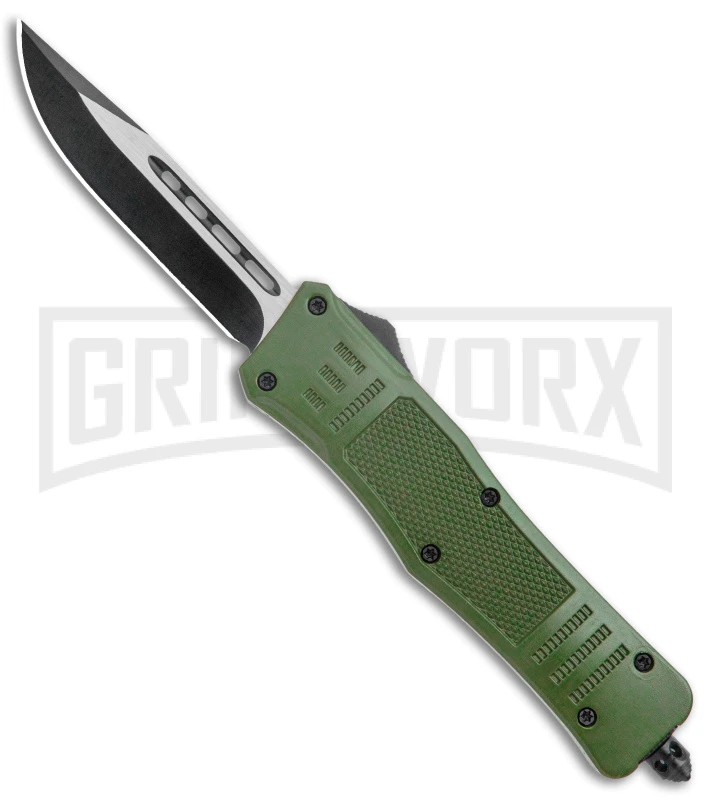 Atomic Defender Medium OTF Automatic Knife Dark Green - Two Tone Drop Point
