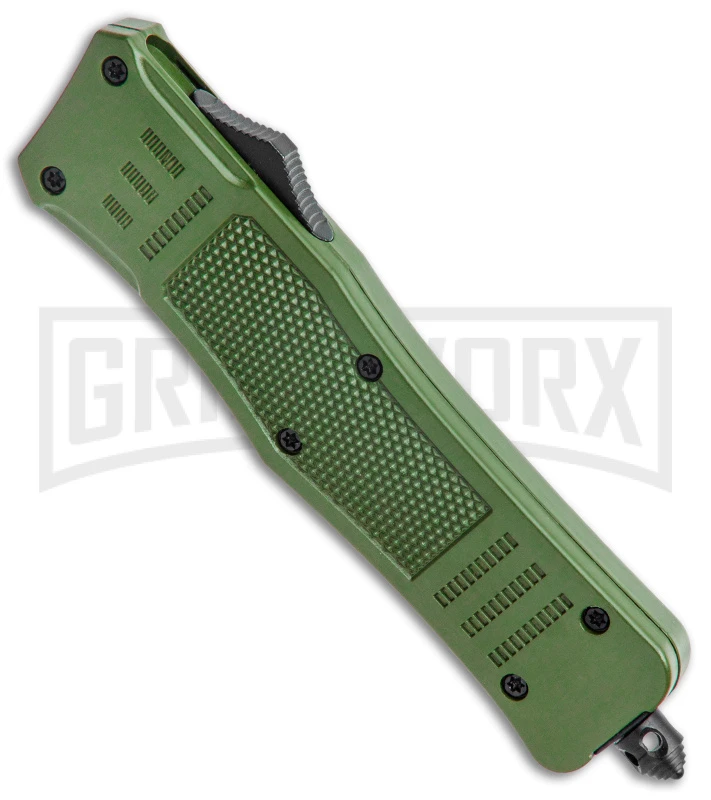Atomic Defender Medium OTF Automatic Knife Dark Green - Two Tone Drop Point - Image 2