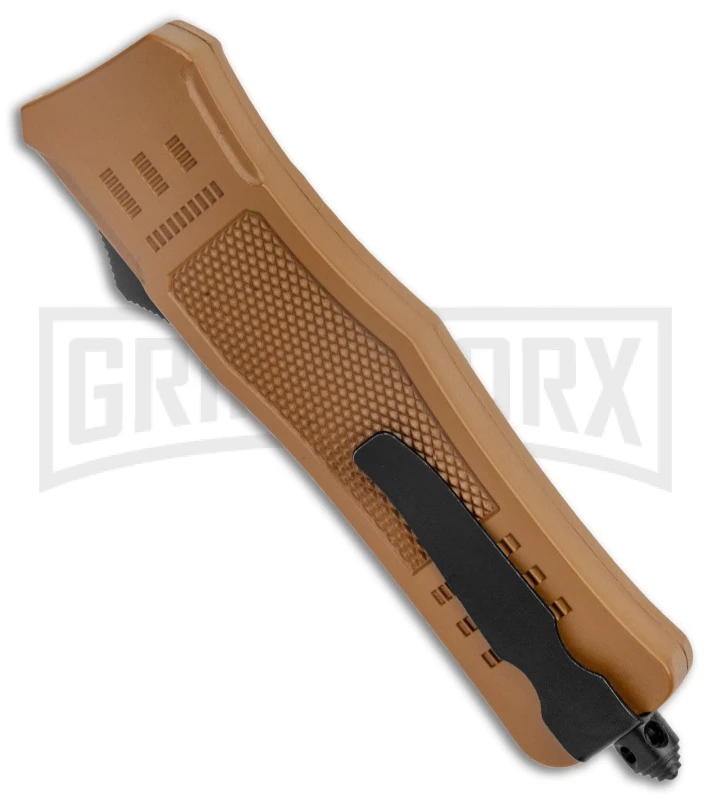 Atomic Defender Medium OTF Automatic Dagger Sand Brown - (3.25" Serr) - Image 3