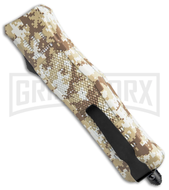 Atomic Defender Medium Tan Digi Camo OTF Automatic Knife - Two Tone Plain - Image 3