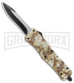 Atomic Defender Medium OTF Automatic Knife Tan Digi Camo - Recurve Two Tone