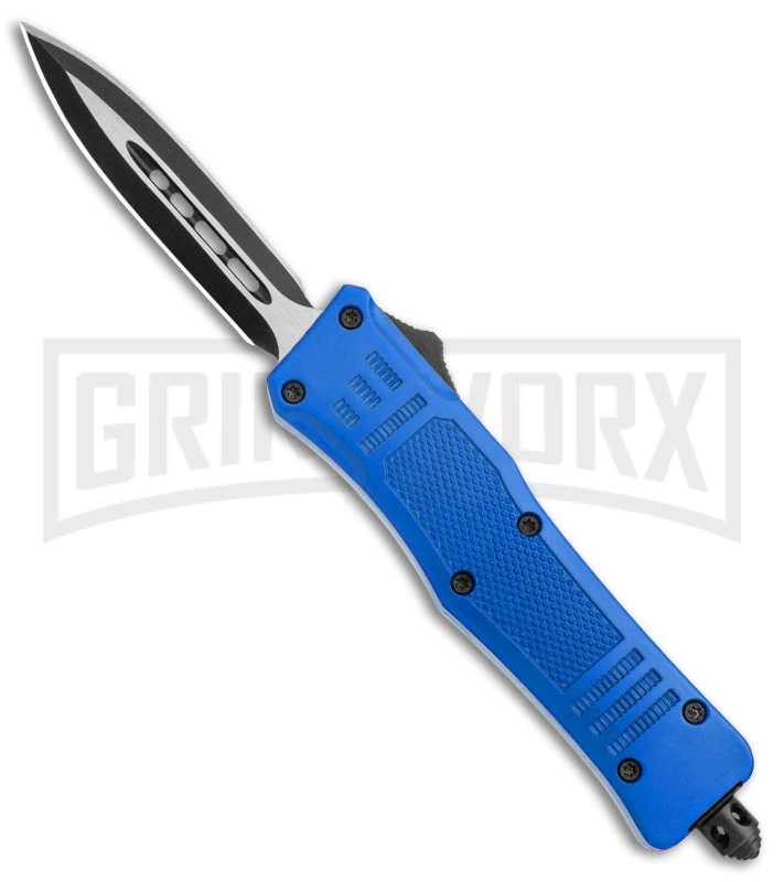 Atomic Defender Mini OTF Blue Automatic Dagger Knife - Two Tone Plain