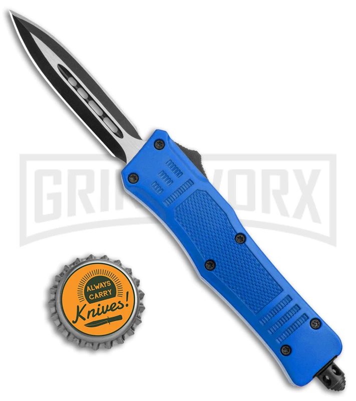 Atomic Defender Mini OTF Blue Automatic Dagger Knife - Two Tone Plain - Image 5