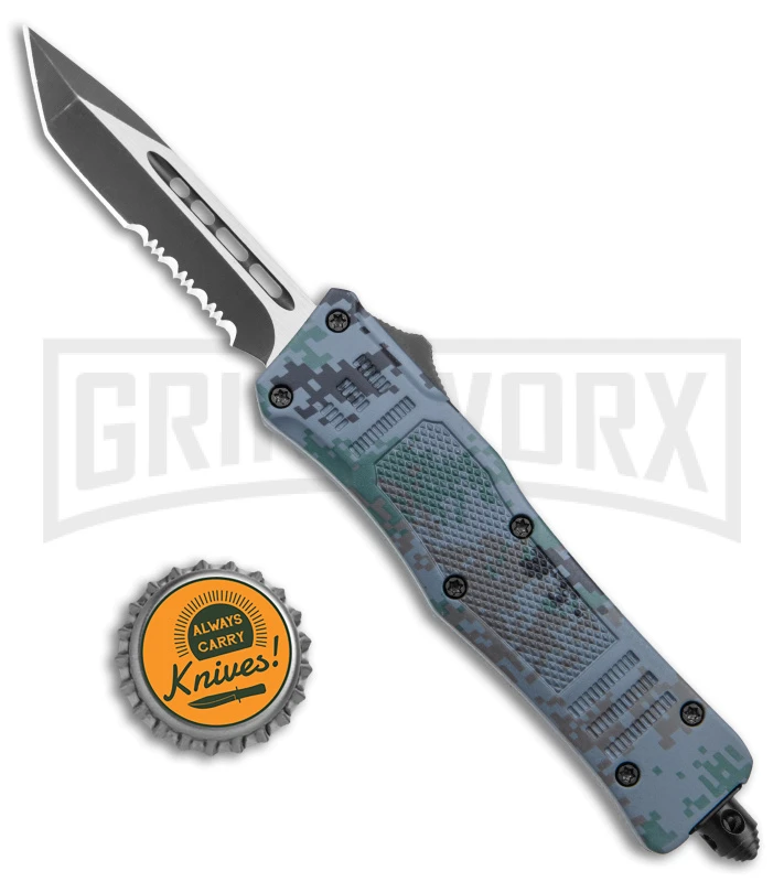 Atomic Defender Mini OTF Automatic Knife Digi Camo - Two Tone Tanto Serr - Image 4