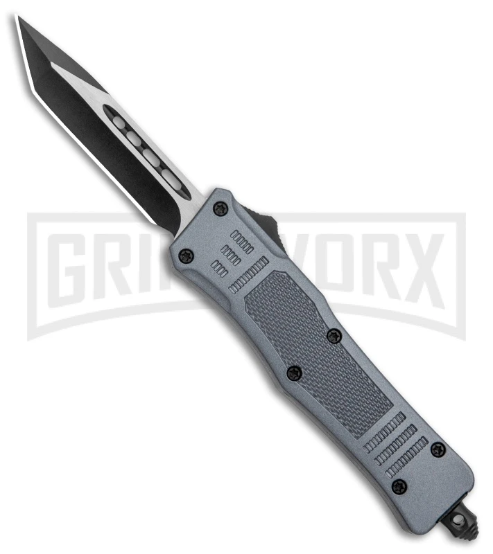 Atomic Defender Mini OTF Automatic Tanto Knife Gray (2.75" Two-Tone Satin)