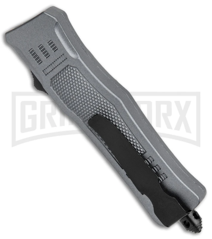 Atomic Defender Mini OTF Automatic Tanto Knife Gray (2.75" Two-Tone Satin) - Image 3