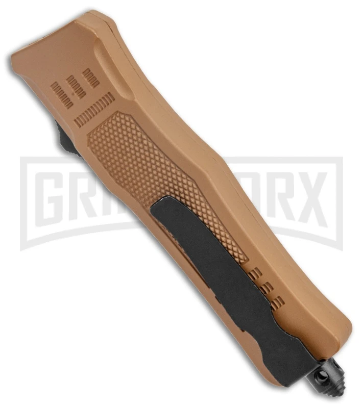 Atomic Defender Mini OTF Automatic Knife Sand Brown - Two Tone Spear Point - Image 3