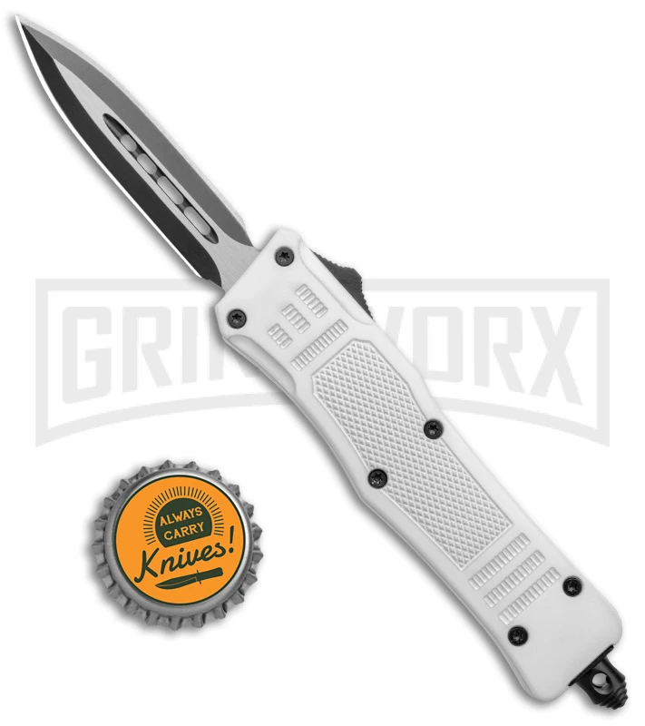 Atomic Defender Mini White OTF Automatic Dagger Knife - Two Tone Plain - Image 4