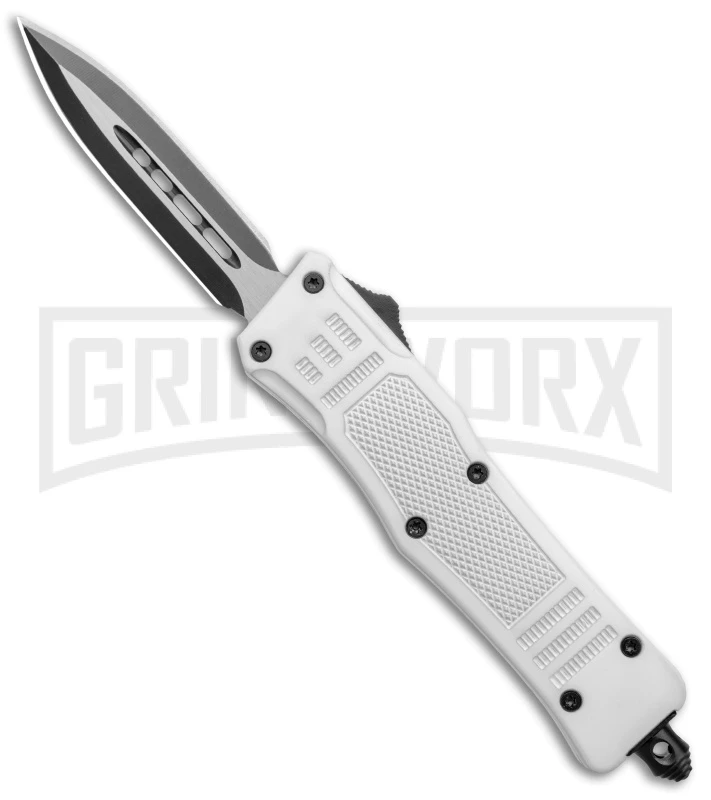 Atomic Defender Mini White OTF Automatic Dagger Knife - Two Tone Plain