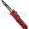 Atomic Defender Mini OTF Automatic Knife Red Skull - Two Tone Dagger Plain