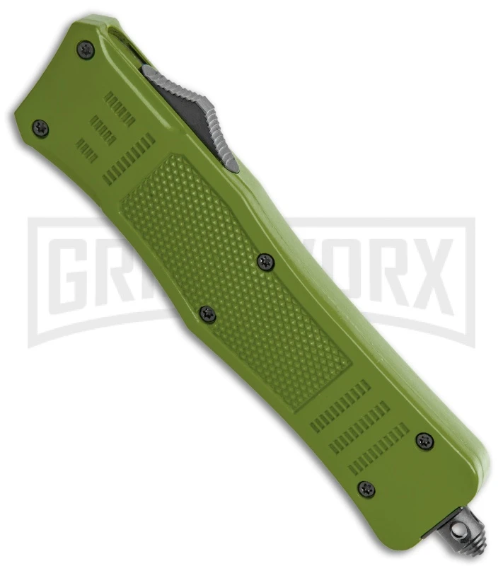 Atomic Defender Medium OTF Automatic Knife OD Green - Plain Two Tone Drop Point - Image 2