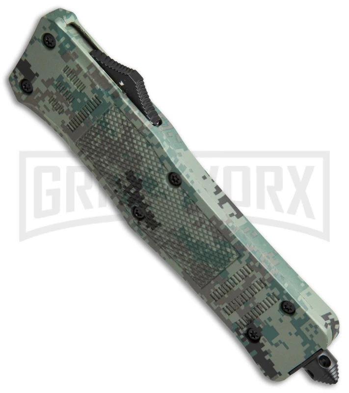 Atomic Defender Large OTF Automatic Knife Green Digi Camo - Two Tone Clip Point - Image 2